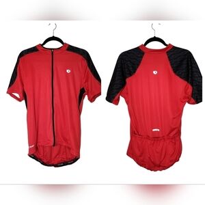 Pearl Izumi red black full zip short sleeve cycling jersey.  Size large.